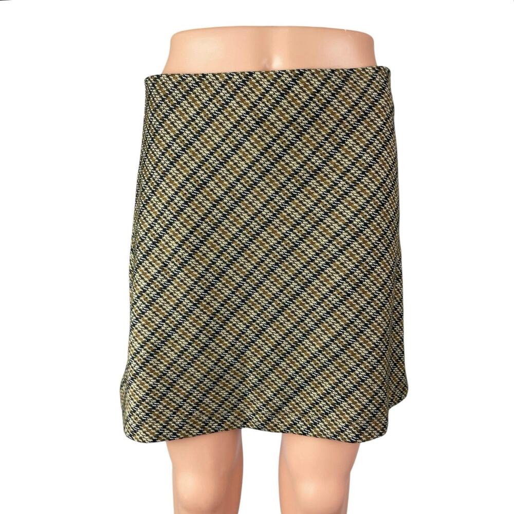 Free People Women's Multicolor Plaid Check High Rise Mini Flare A-Line Skirt M